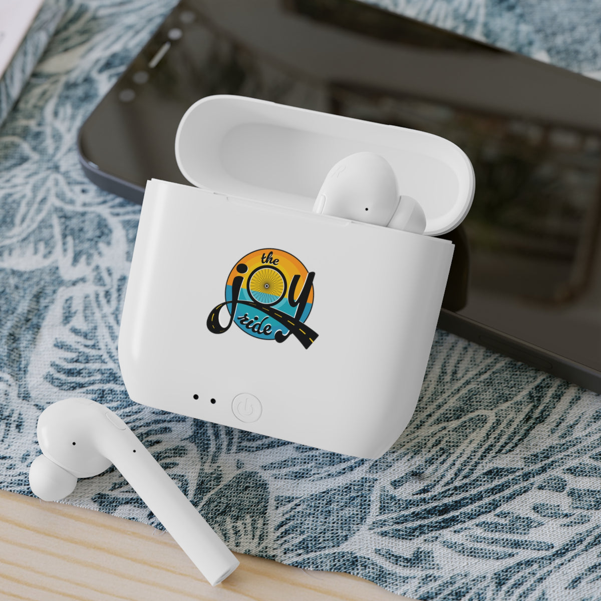 Wireless Earbuds — 'The Joy Ride' Retro Sunset Logo